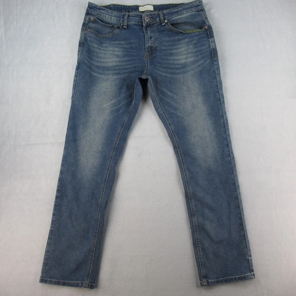 Smith & Mills Mens Stretch Denim Jeans Medium Wash Size 36 Classic Fit‎ Blue